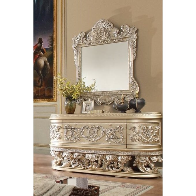 Acme Furniture Vatican Champagne Silver Dresser and Mirror ACM-BD0046-DRMR