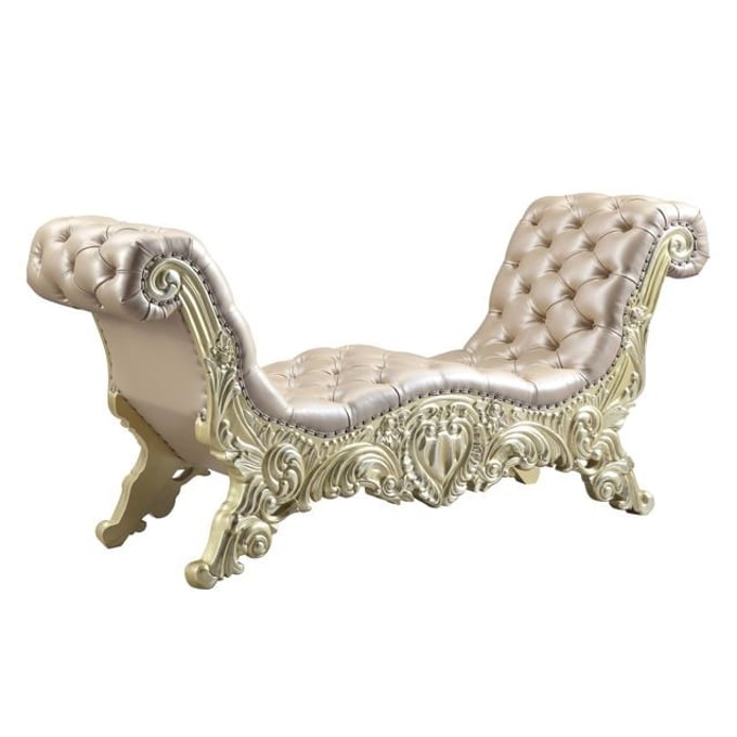 Acme Furniture Vatican Light Gold Champagne Silver Bench ACM-BD00466