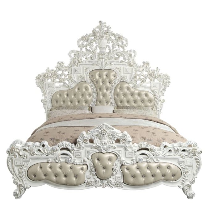 Acme Furniture Vanaheim Beige Antique White King Bed ACM-BD00671EK