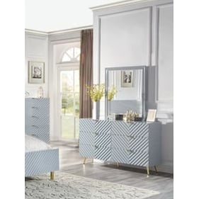 Acme Furniture Gaines Gray High Gloss Dresser And Mirror