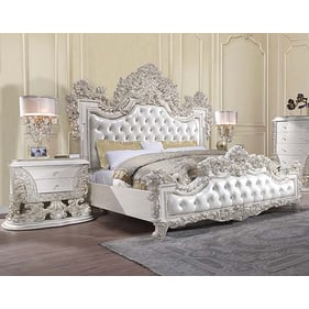 Acme Furniture Adara Pearl Antique White 2pc Bedroom Set With King Bed