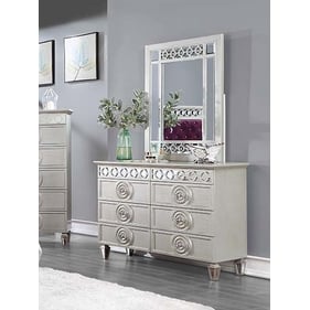 Acme Furniture Varian Silver Mirrored 6 Drawers Dresser And Mirror