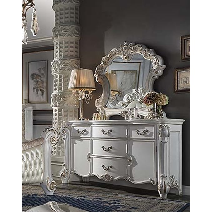 Acme Furniture Vendome Antique Pearl Dresser And Mirror ACM-BD0134-DRMR