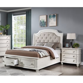 Acme Furniture Jaqueline Gray And Antique White 2pc Bedroom Set With King B...