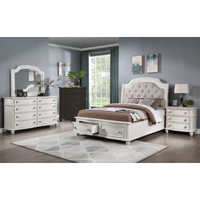 Acme Furniture Jaqueline Gray And Antique White 4pc Bedroom Set With King B...