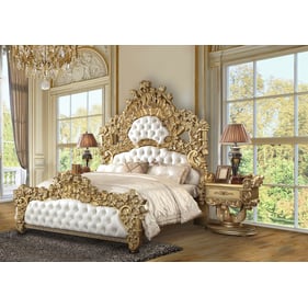 Acme Furniture Bernadette Gold And White 2pc Bedroom Set With King Bed