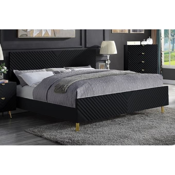 Acme Furniture Gaines Black High Gloss Queen Bed ACM-BD01595Q