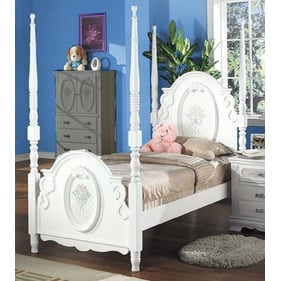 Acme Furniture Flora White Twin Poster Bed