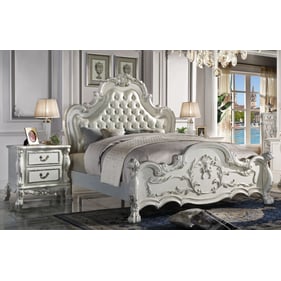 Acme Furniture Dresden Bone White 2pc Bedroom Set With Leather King Bed