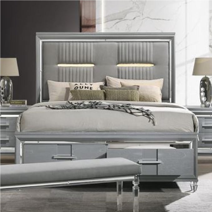 Acme Furniture Truman Powder Grey Beds With LED ACM-BD0172-BED-V