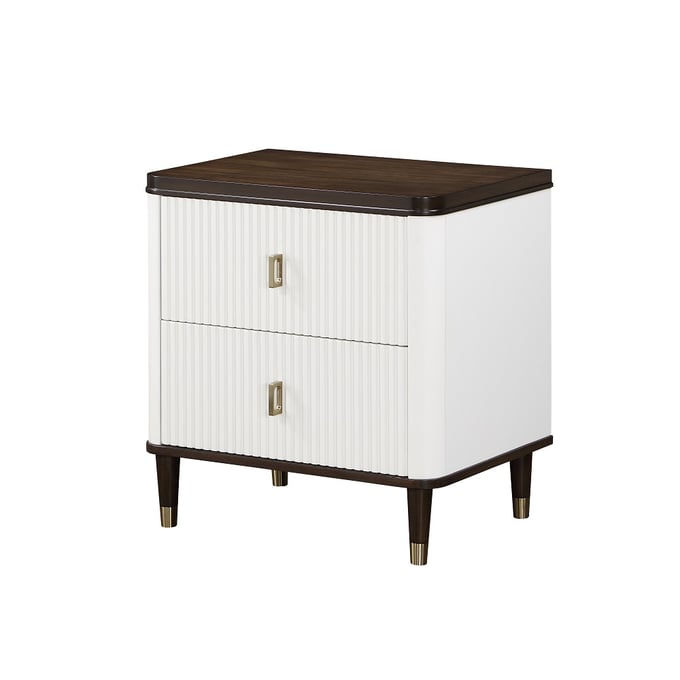 Acme Furniture Carena White Brown Nightstand with USB ACM-BD02028