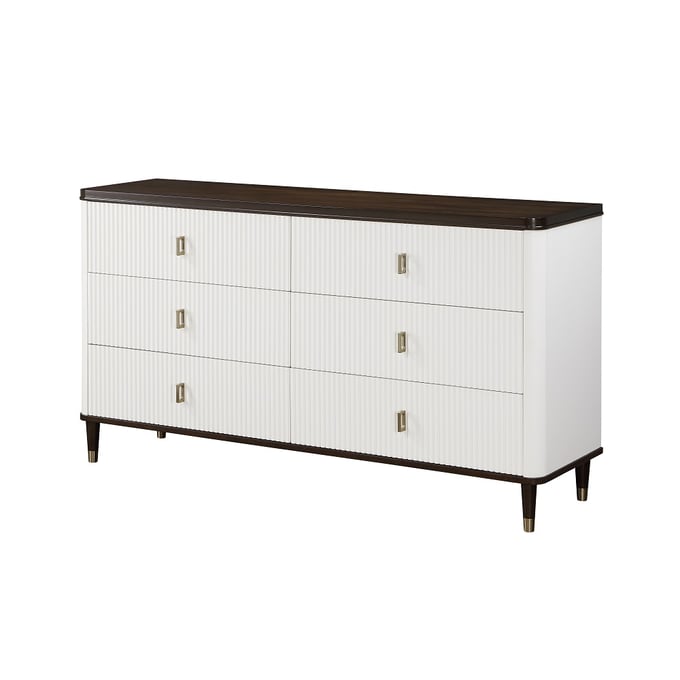 Acme Furniture Carena White Brown Dresser with Jewelry Tray ACM-BD02030