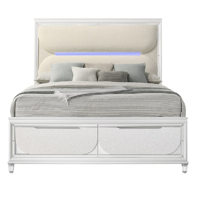 Acme Furniture Tarian Pearl White Queen Storage Bed with LED ACM-BD02317Q