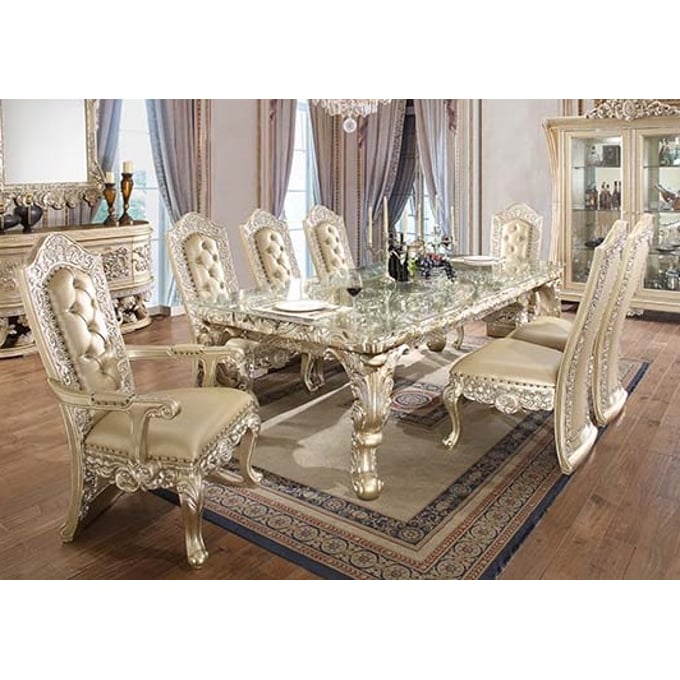 Acme Furniture Vatican Champagne Silver 9pc Dining Room Set ACM-DN00467-DR-S1