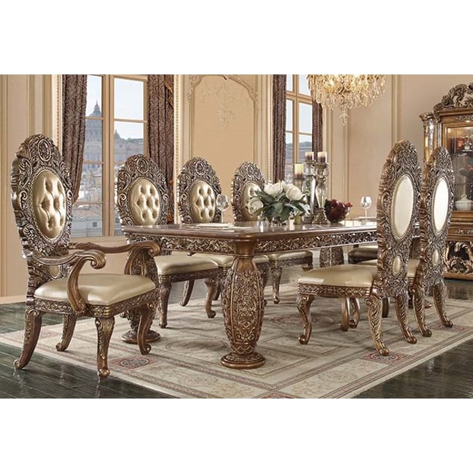 Acme Furniture Constantine Brown Gold 9pc Dining Room Set ACM-DN00477-DR-S1