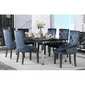 Acme Furniture Varian II Dark Navy Blue Black 7pc Dining Room Set