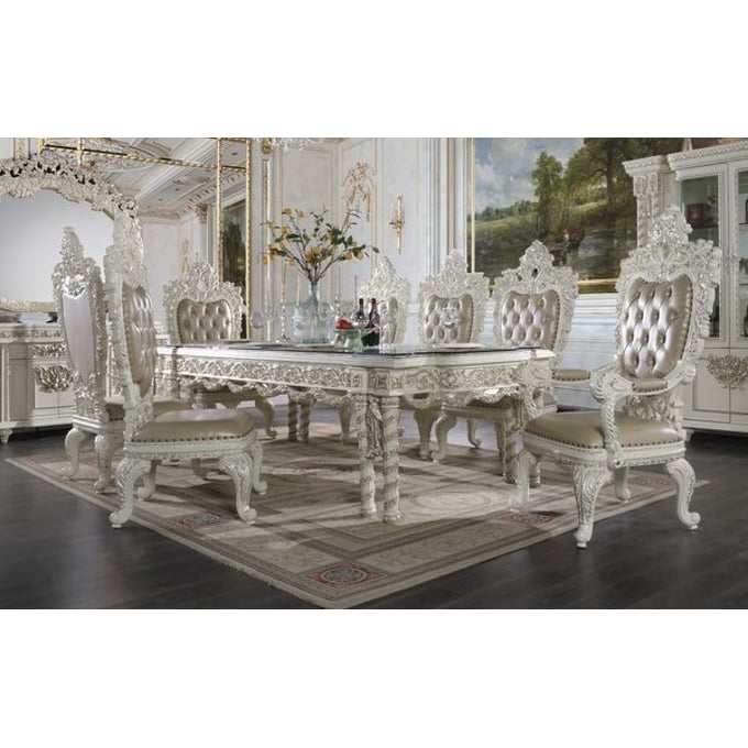 Acme Furniture Vanaheim Antique White Beige 9pc Dining Room Set ACM-DN00678-DR-S1