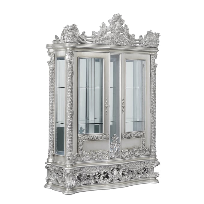 Acme Furniture Valkyrie Antique Platinum Curio Cabinet ACM-DN00692