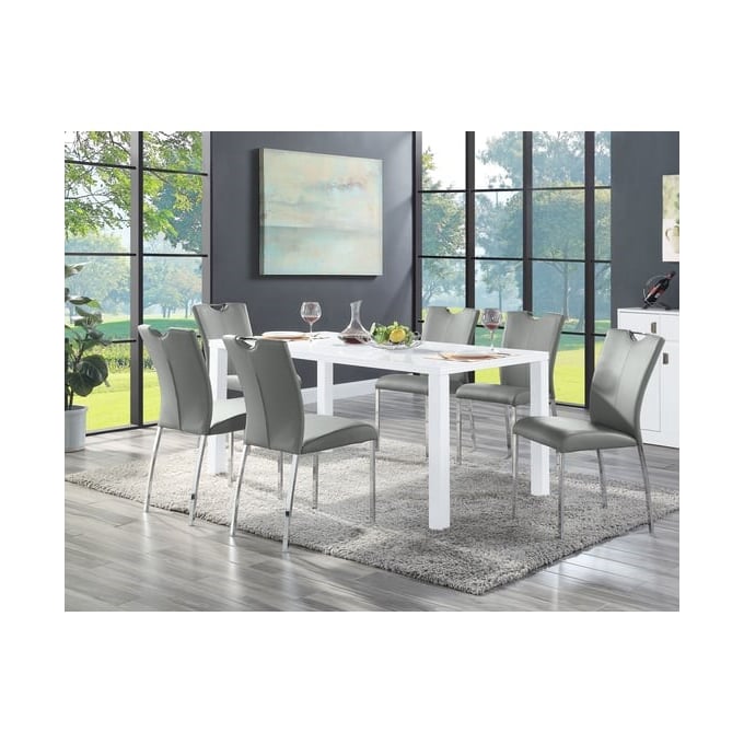 Acme Furniture Pagan White Gray 7pc Dining Room Set ACM-DN0074-DR-S1