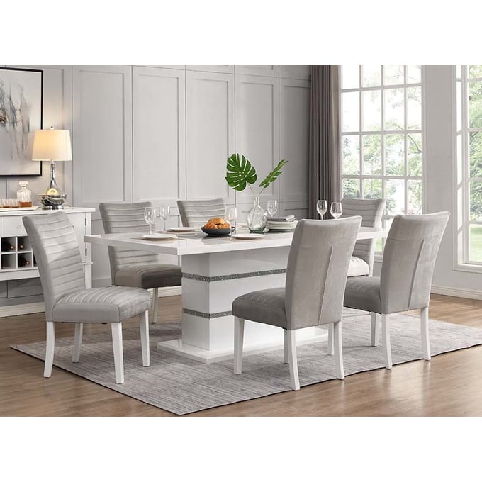 Acme Furniture Elizaveta Gray White 7pc Dining Room Set ACM-DN00814-DR-S1