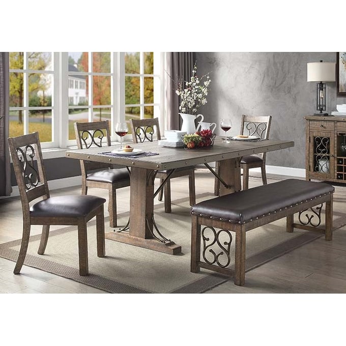 Acme Furniture Raphaela Black Weathered Cherry 6pc Dining Room Set ACM-DN00980-DR-S1