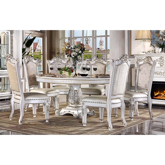 Acme Furniture Vendome Antique Pearl Pedestal 7pc Dining Room Set ACM-DN01222-DR-S1