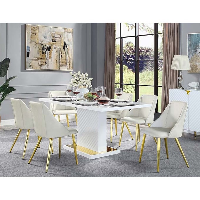 Acme Furniture Gaines White 7pc Dining Room Set ACM-DN01258-DR-S1