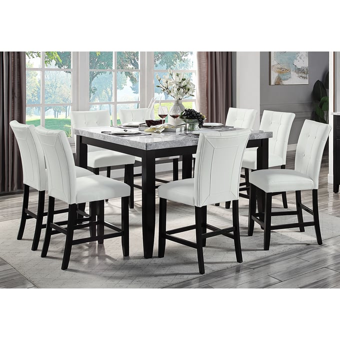 Acme Furniture Hussein White And Black 9pc Counter Height Set ACM-DN01444-CNT-S1