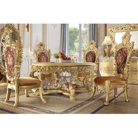 Acme Furniture Bernadette Gold Round 5pc Dining Room Set