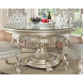 Acme Furniture Sandoval Champagne Pedestal Round Dining Table