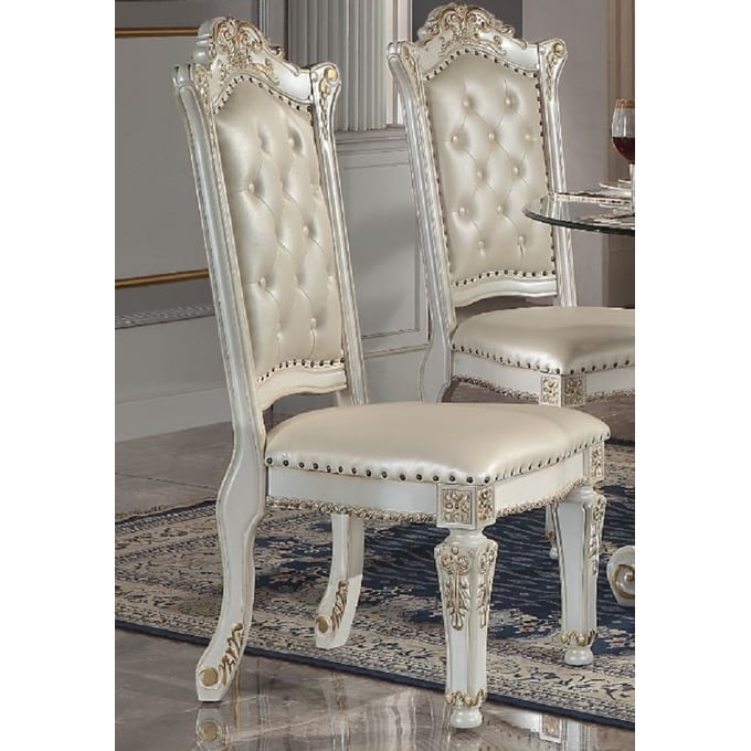 2 Acme Furniture Vendome Antique Pearl Side Chairs ACM-DN01554