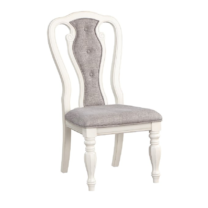 2 Acme Furniture Florian Gray Antique White Side Chairs ACM-DN01654