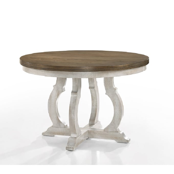 Acme Furniture Cillin Walnut Antique White Round Dining Table ACM-DN01805