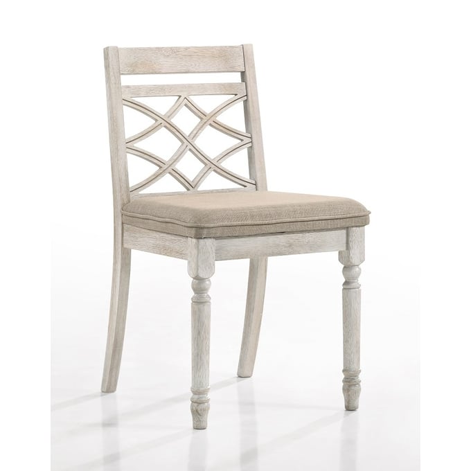 2 Acme Furniture Cillin Walnut Antique White Side Chairs ACM-DN01806