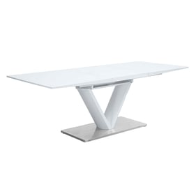 Acme Furniture Gallegos White High Gloss Dining Table with Leaf