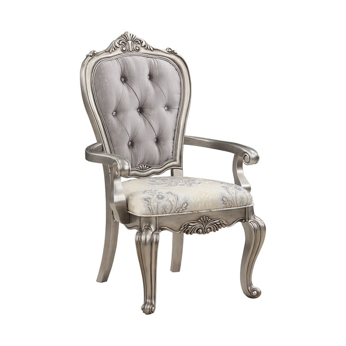 2 Acme Furniture Ariadne Antique Platinum Arm Chairs ACM-DN02283