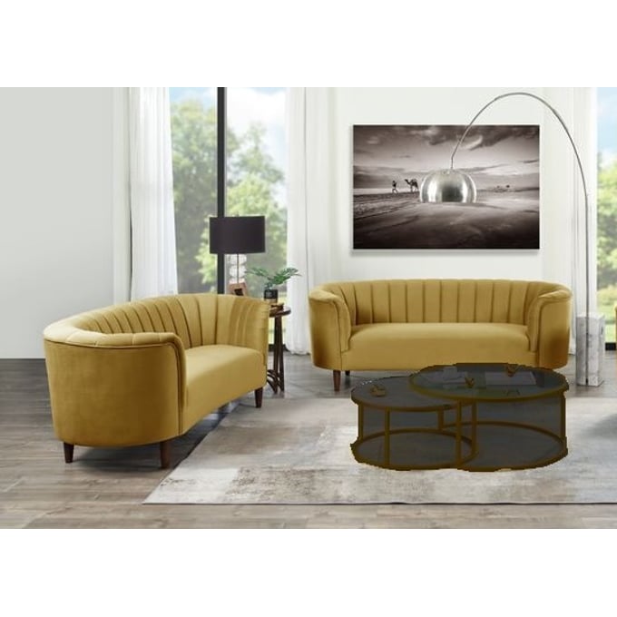 Acme Furniture Millephri Olive Yellow 2pc Living Room Set ACM-LV0016-LR-S1