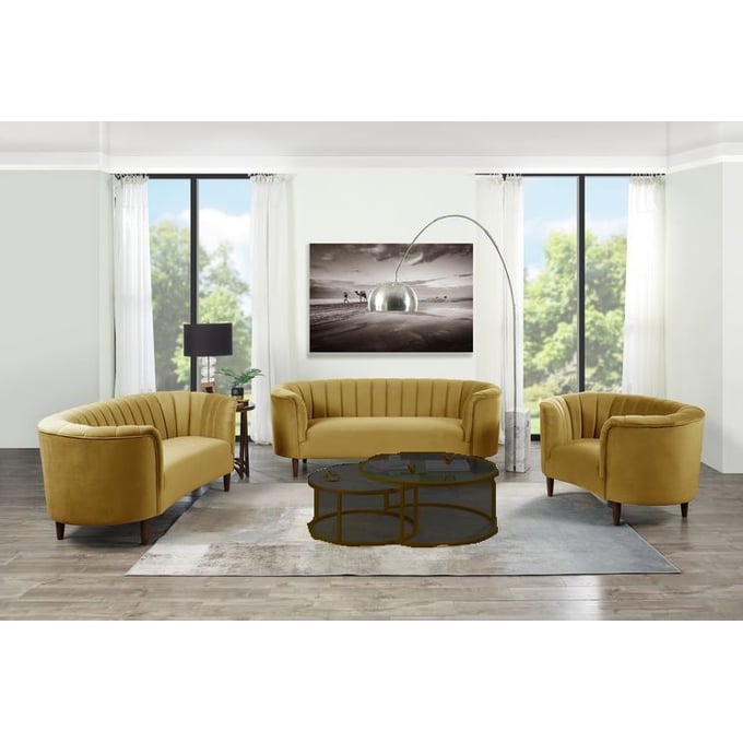 Acme Furniture Millephri Olive Yellow 3pc Living Room Set ACM-LV0016-LR-S2