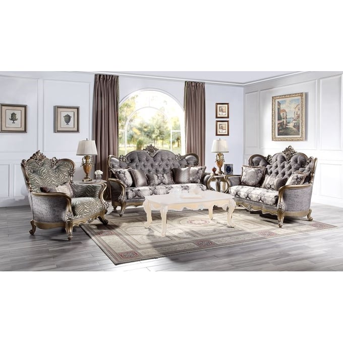 Acme Furniture Elozzol Antique Bronze 3pc Living Room Set ACM-LV0029-LR-S2