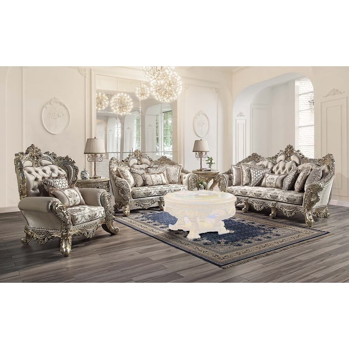 Acme Furniture Danae Champagne Gold 3pc Living Room Set ACM-LV0119-LR-S2