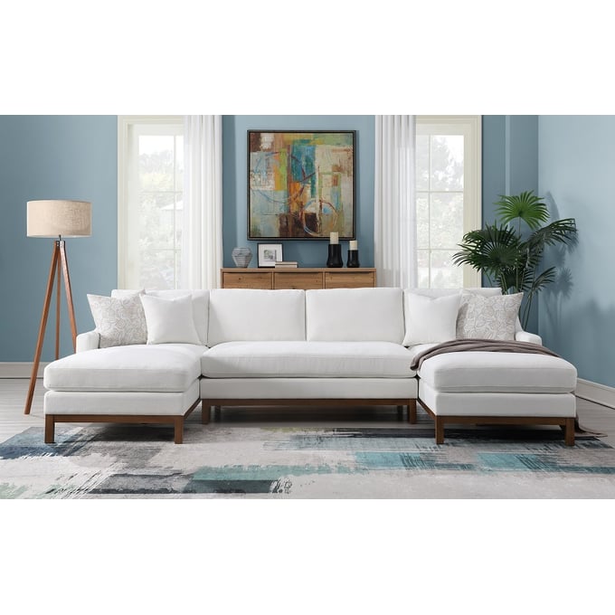 Acme Furniture Valiant Ivory Sectional Sofa with 4 Pillows ACM-LV01881