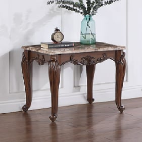 Acme Furniture Nayla Natural Marble Top Cherry End Table