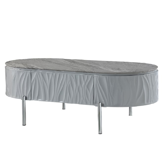 Acme Furniture Yukino Gray High Gloss Chrome Coffee Table ACM-LV02411