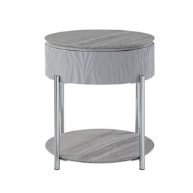 Acme Furniture Yukino Gray High Gloss Chrome End Table