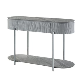 Acme Furniture Yukino Gray High Gloss Chrome Sofa Table