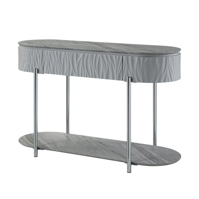 Acme Furniture Yukino Gray High Gloss Chrome Sofa Table ACM-LV02413