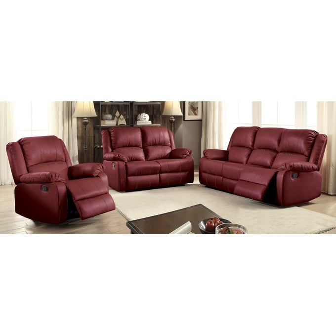 Acme Furniture Zuriel Red PU 3pc Living Room Set ACM-LV52-LR-S1