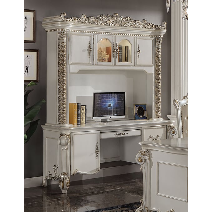 Acme Furniture Vendome Antique Pearl Computer Desk & Hutch ACM-OF01519