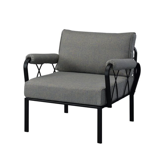 Acme Furniture Rajni Gray Black Patio Arm Chair ACM-OT01761