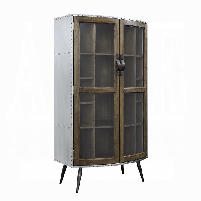 Acme Furniture Brancaster Oak Glass Door Cabinet ACM-AC02587